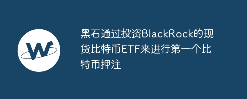 黑石通过投资BlackRock的现货比特币ETF来进行第一个比特币押注